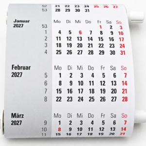 Ersatzkalendarium 2027–2028 für Drehkalender, Kalenderrolle mit 9,4 cm Breite