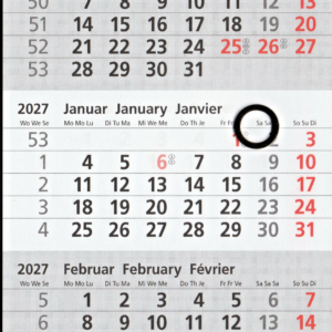 Ersatzkalendarium 2027–2028 für Edelstahl-Tischkalender mit Ringmagnet