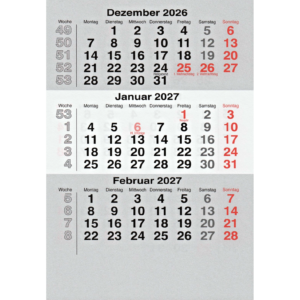 Ersatzkalendarium 2027–2028 für Vela Mini Tischkalender, Blattgröße 10,4 × 14,7 cm